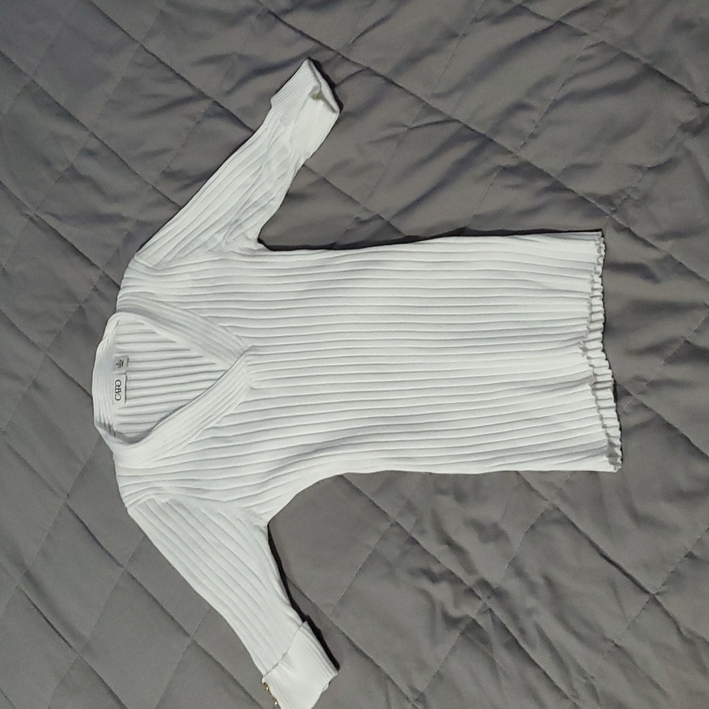 Cato Ribbed White Sweater Top Size S